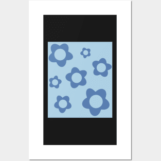 pattern flower aesthetic blue Posters and Art